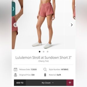 Lululemon Stroll at Sundown Short 3"